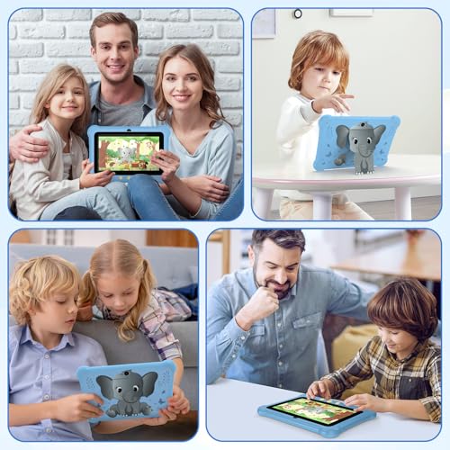 Image of Kids Tablet, 7 inch Android Tablets for Kids, 6GB+32GB (512GB expand) Kids Learning Tablet with SIM Card Slot & Case, WIFI, Parental Control, Eye Protection, Dual Camera, 3G /2G Cellular Network, Blue