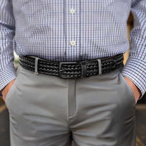 KEMISANT Men Belt, Braided Belt Comfortable For Men Casual Jean Golf 1 3/8"4
