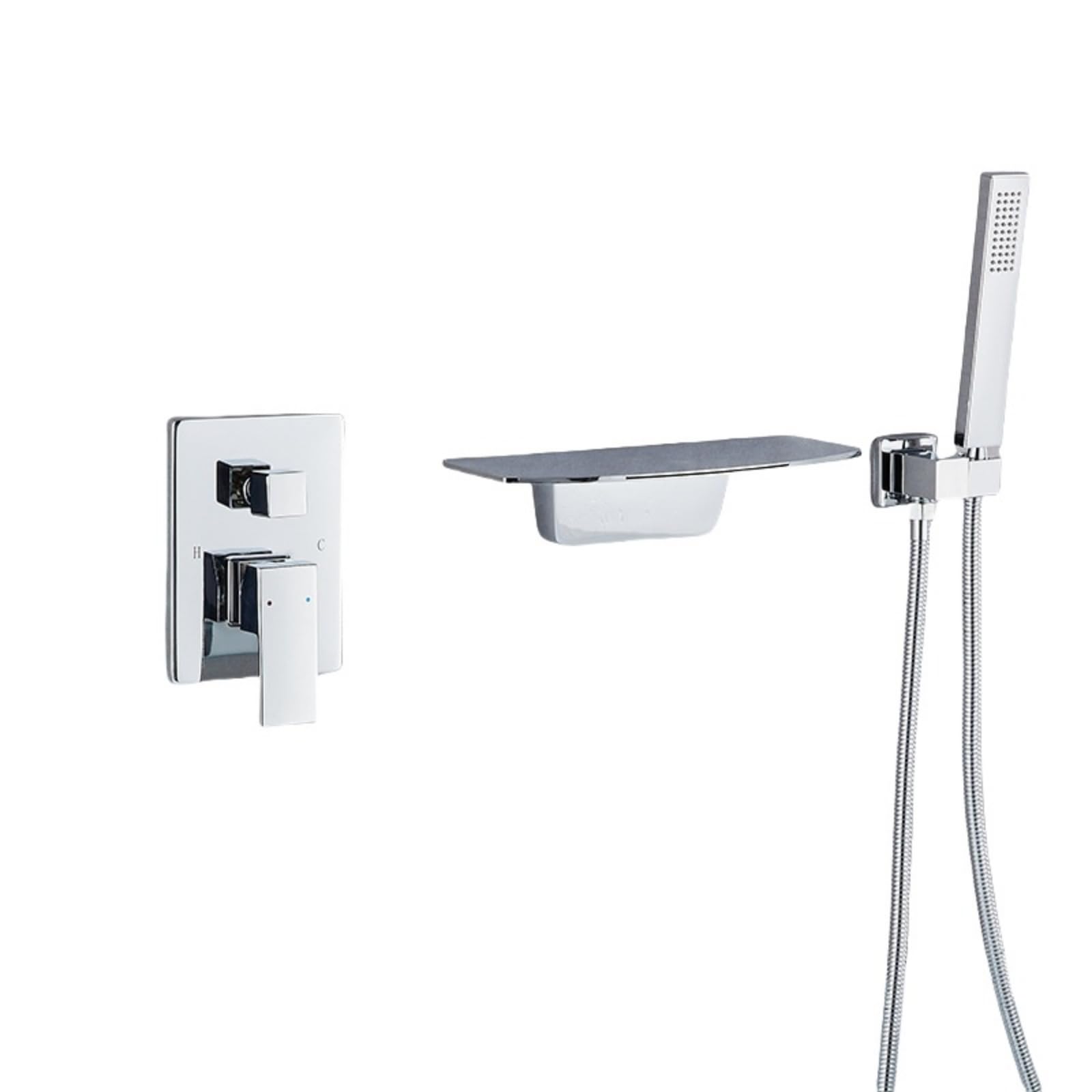 NZPOST Bath Mixer Taps with Shower Chrome Waterfall Bath Shower Mixer Tap Single Handle Shower Head and Ho