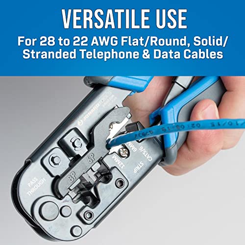 Jonard Tools Uc-4569 Pass-Through 6-In-1 Modular All-In-One Cut, Strip, And Crimping Tool For Video, Telecom, Datacom And More, Blue #TOP3