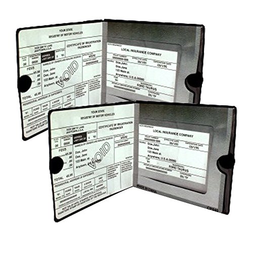 ESSENTIAL Car Auto Insurance Registration BLACK Document Wallet Holders 2 Pack - [BUNDLE, 2pcs] - Automobile, Motorcycle, Truck, Trailer Vinyl ID Holder & Visor Storage - Strong Closure On Each - Necessary in Every Vehicle - 2 Pack Set #1