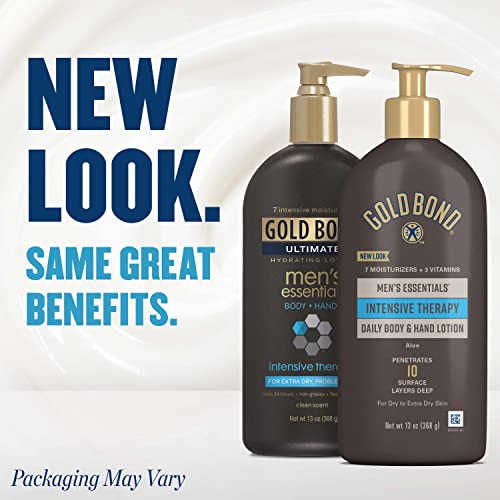 Gold Bond Men's Essentials Intensive Therapy Lotion, 13 oz., Daily Body & Hand Lotion With Aloe