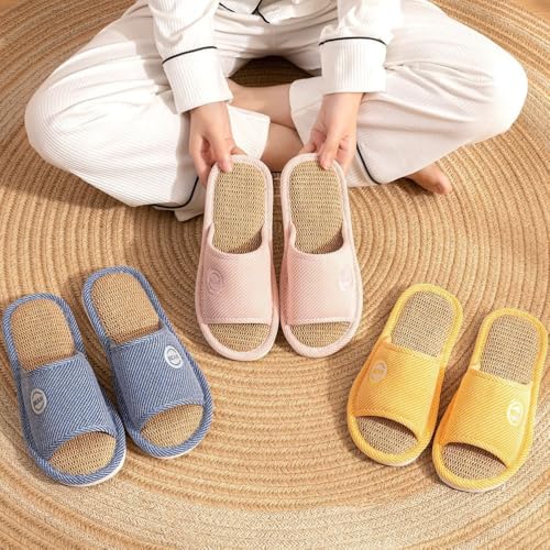 Premium Comfort All Seasons Cushion Sole Linen Bear Open Toe Women's House Slippers Indoor Soft Home Slip On Shoes2