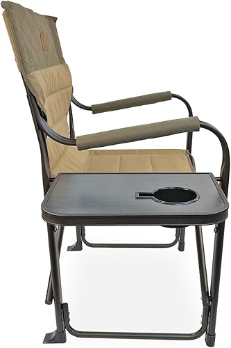 Miniatura 6 de XL Directors Silla con mesa auxiliar plegable, silla de campamento resistente soporta 400 libras, asiento plegable para exteriores de gran