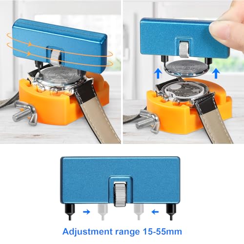 JOREST Kit Changement Pile Montre, Ouvre Boitier Montre Utilisé pour Ouvrir le couvercle en Tournant, Support, Brucelles, Manuel d'utilisation – vue 5