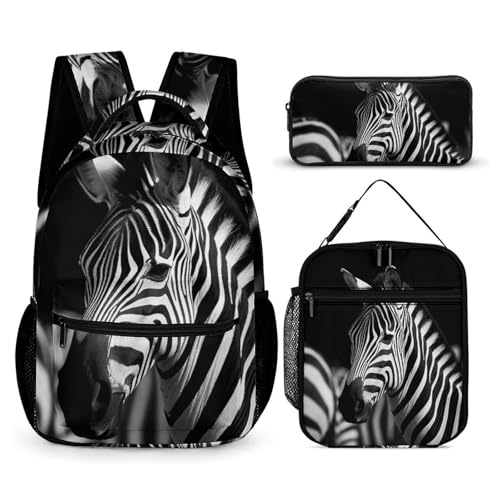 Sac à dos de sport ergonomique motif zèbre et trousses