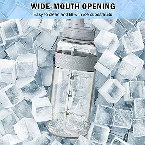 NEVERFAL Water Bottle - 1000ml/2000ml Sport Water Bottle - Sports Drink bottle with Leakproof Lid & Straw - No Sweat handle Bottle - BPA Free Reusable water bottle For Gym, Hiking, Running, Yoga