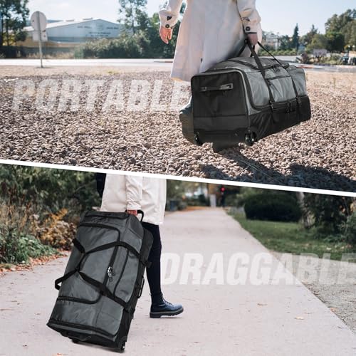 REDCAMP Large Rolling Duffle Bag with Wheels and Handle, 30-Inch Durable Heavy Duty Wheeled Travel Duffel Luggage, 2 Layers of Space by REDCAMP - Image 7