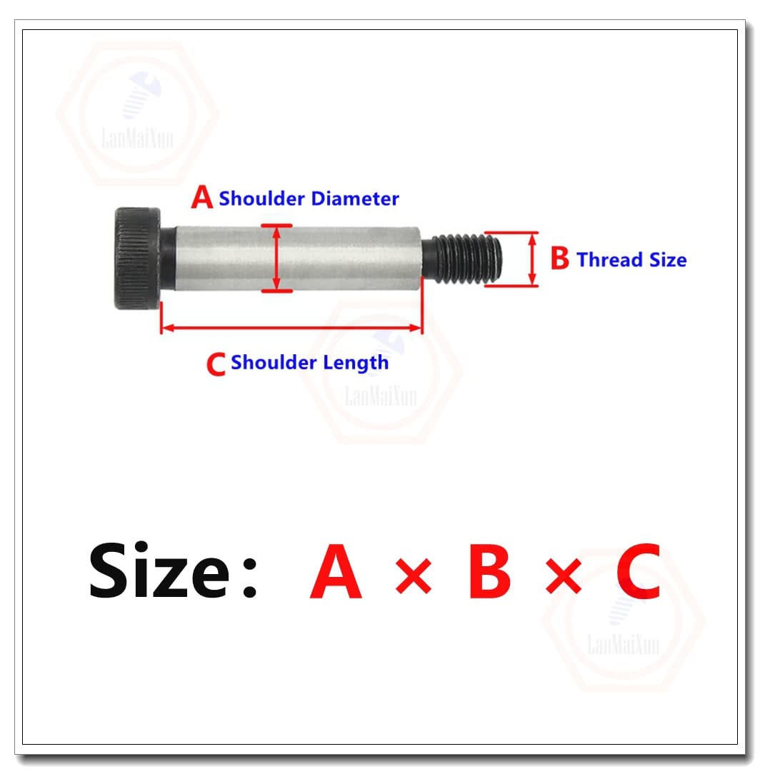 φ10mm×M8×30mm-2pcs 12.9 Grade Alloy Steel Hexagon Socket Shoulder Bolts,10mm Shoulder Diameter, 30mm Shoulder Length, Thread Size M8-1.25mm