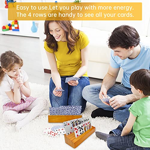 Iswabard Card Deck Stand Set of 2 Playing Cards Holder for Kids Elder Wood Racks Tray for Organizing on Game Bridge Adults Uno Skipbo 5 Crowns(Orange)