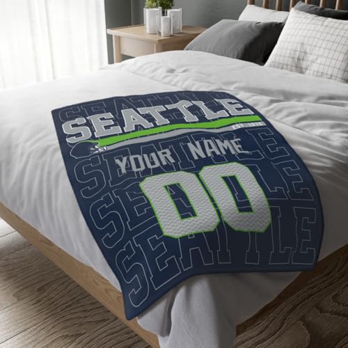 Image of ANTKING Seattle Throw Blanket for Men Women Boy Custom Name and Number Gifts