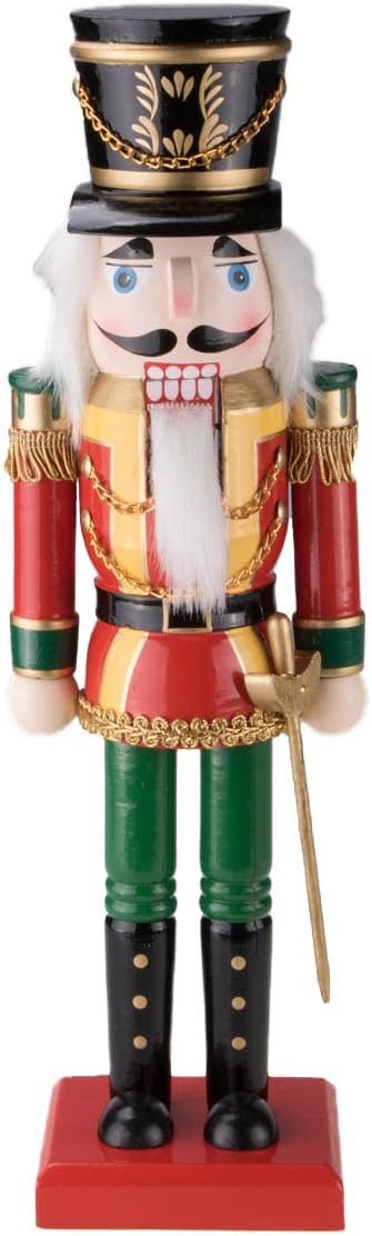 Clever Creations Red King 14 Inch Traditional Wooden Nutcracker, Festive Christmas Décor for Shelves and Tables
