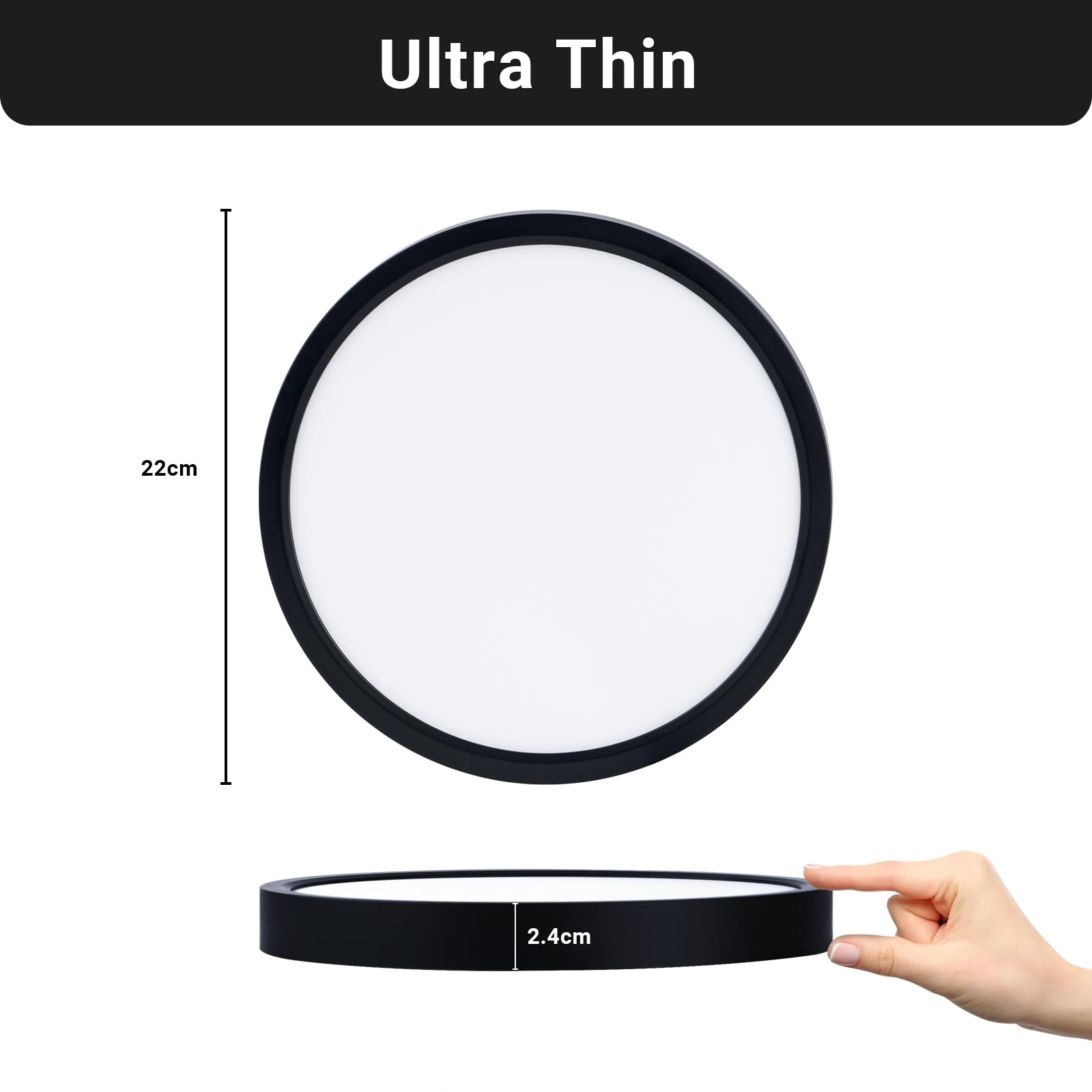 LQWELL® Plafoniera Lampada da soffitto a LED, Lampada da bagno impermeabile IP44 Rotonda Piatta 18W 6000K 1600LM Sottile per Soggiorno Bagno Camera da letto Cucina Seminterrato Ufficio, 220 * 24mm