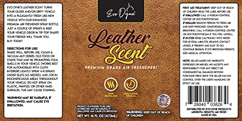 New Car Smell Spray (16Oz), Made In Usa | Long Lasting Car Air Fresheners Eliminates Odor - Air Fresheners For Cars, Trucks, & Other Automotive Vehicles – Fresh Scent Air Freshener Spray By Evo Dyne (1-Pack (Leather)) #TOP6