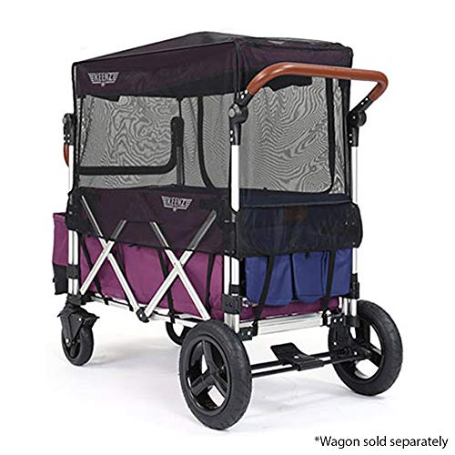 Keenz Folding Collapsible Mosquito Netting Sun Shade Protection Cover Accessory with Zippered Opening for the 7S Kids Toddler Wagon, Black (Net Only)