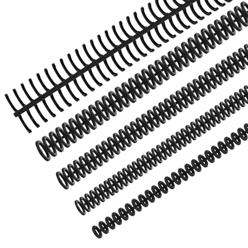 60 Pack Plastic Spiral Binding Coils Binding Comb Spine 3/8 2/5 1/2 5/8 Diameter Kit 30 Ring Comb Spiral 5:2 Pitch Black Binder Coil for Office Home School Notebook