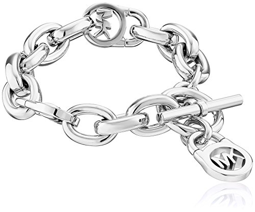 Michael Kors Silver Tone Logo Lock Link Bracelet