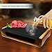 Nutrichef Hot Stone Grill/Food Serving Platter Set w/Acacia Wood Tray, Slab, Stainless Steel Knives-Lava Rock for Cooking Steak, Meat PKLVST10