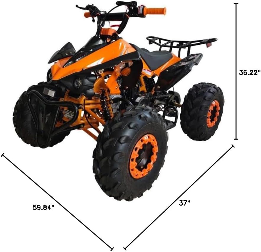 HHH 125cc ATV with Reverse Fully Automatic 4 Wheeler Quad, LED Headlights, Big Strong Tires 19/18 inches (Black)