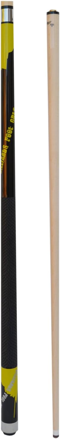 Champion Spider Yellow Billiards Maple Pool Cue Stick 19 oz, Black Pool Cue Case, Champion Glove