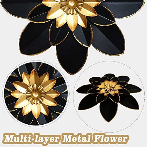 Metal Flower Wall Art Decor, 9.5â Rustic Modern Floral Sculpture, Distressed Iron Wall Hanging Home Decoration Accent Artworks for Indoor Kitchen Bedroom Living Room Office Outdoor Garden Patio - Image 3