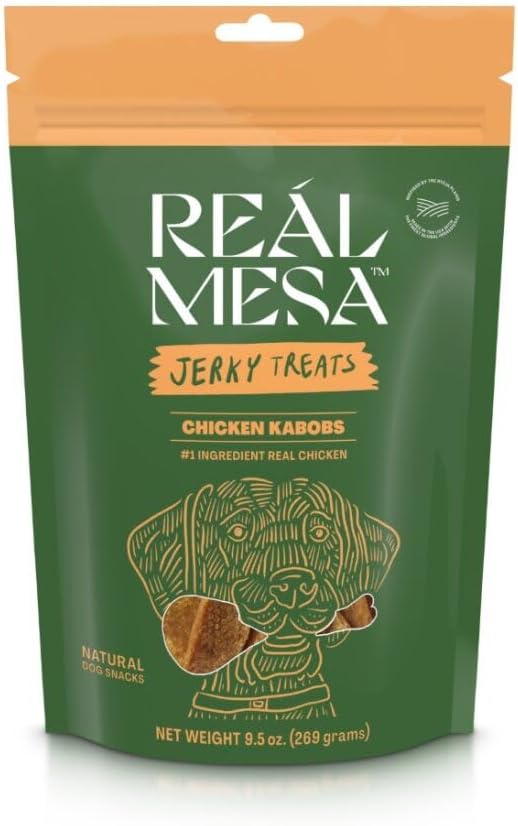 REÁL MESA Golosinas de pollo Kabob para perros, cecina para perros, golosinas de pollo para perros totalmente naturales, con alto contenido de