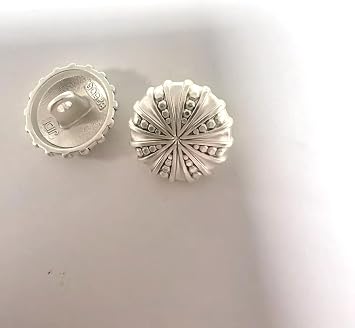 Decorative Metal Buttons,Sunburst Pattern, 15mm Round, Art Deco Style, 10 Pack, Floral Design for Sewing Crafts Silver