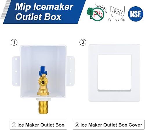 Miniatura 17 de EFIELD Caja de máquina de hielo premium, entrada Pex de 1/2 pulgada, válvula de bola de 1/4 de giro instalada con pararrayos de martillo de agua