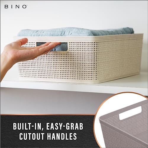 image for BINO | Woven Plastic Basket | Small (Natural), 5-Pack | THE JUTE COLLE