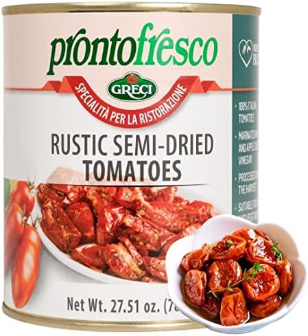 Semi Dried Tomatoes in Oil, 27.5 oz, Italian Sundried Tomatoes. Soft Oven Roasted Tomatoes by Greci Pronto Fresco.