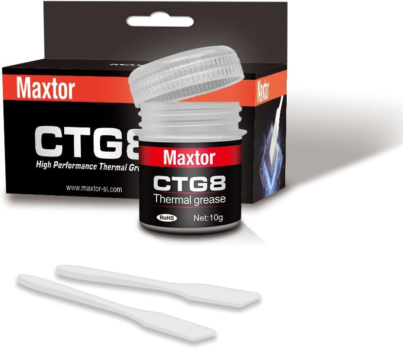 - Maxtor CTG8 Thermal Compound Paste Heat Sink for IC/Processor/CPU/GPU/All Coolers, 12.8W/m.k Carbon Based High Performance, Thermal Interface Material (20g)