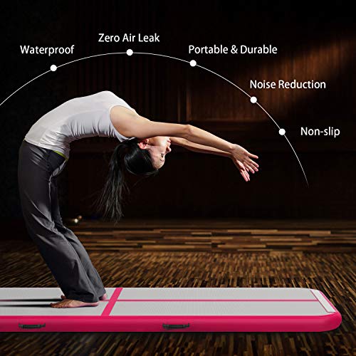 EZ GLAM 10ft/13ft/16ft/20ft Air Mat Tumble Track Inflatable Gymnastics Tumbling Track Mat with Electric Air Pump for Cheerleading/Practice/Beach/Park/Home use