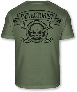 Metal Detecting Skull Crossbones - Detectorist Badge Tee Shirt - A88