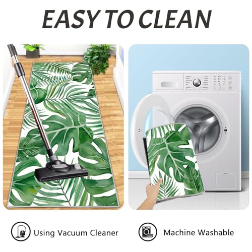 Alfombra de cocina de 2 piezas tropical lavable para pasillos interiores 7