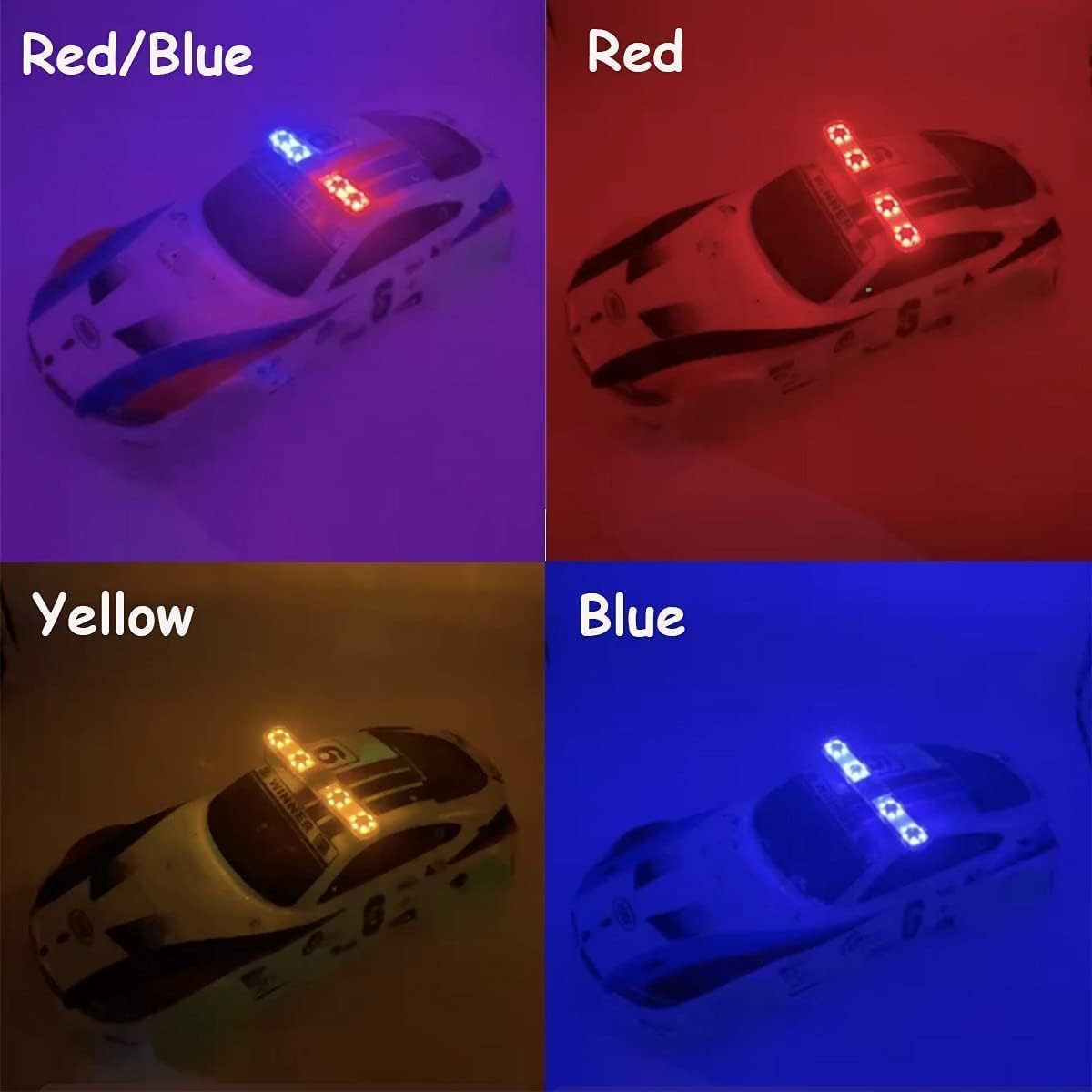 RC Car Alarming Light,WONFAST Multi-Function LED Police Night Light Bar Flash Lamp Compatible with 1/10 1/8 1/12 RC Model Car for HSP TRX4 Tamiya CC01 Axial SCX10 (Blue/Red)