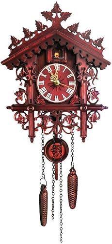 Reloj de cuco de pared, reloj despertador de madera, estilo antiguo, hogar, habitación negra, decoración de Ca Decor Cuckoo Forest Y1K3