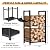 nalone Firewood Rack Indoor, Small Outdoor Firewood Log Storage Rack, 2-Tier Wood Holder with 6 Hooks, Firewood Stand for Indoor Fireplace, Outdoor Patio, Fire Pit, Stove