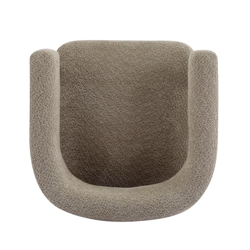 Christopher Knight Home Carly Low Profile Accent Chair, Round Backrest Side Chair, Living Room Armchair with Boucle Fabric Cushion,Comfy Reading Chair for Bedroom,Wooden Single Lounge Sofa,Light Camel by Christopher Knight Home - Image 7