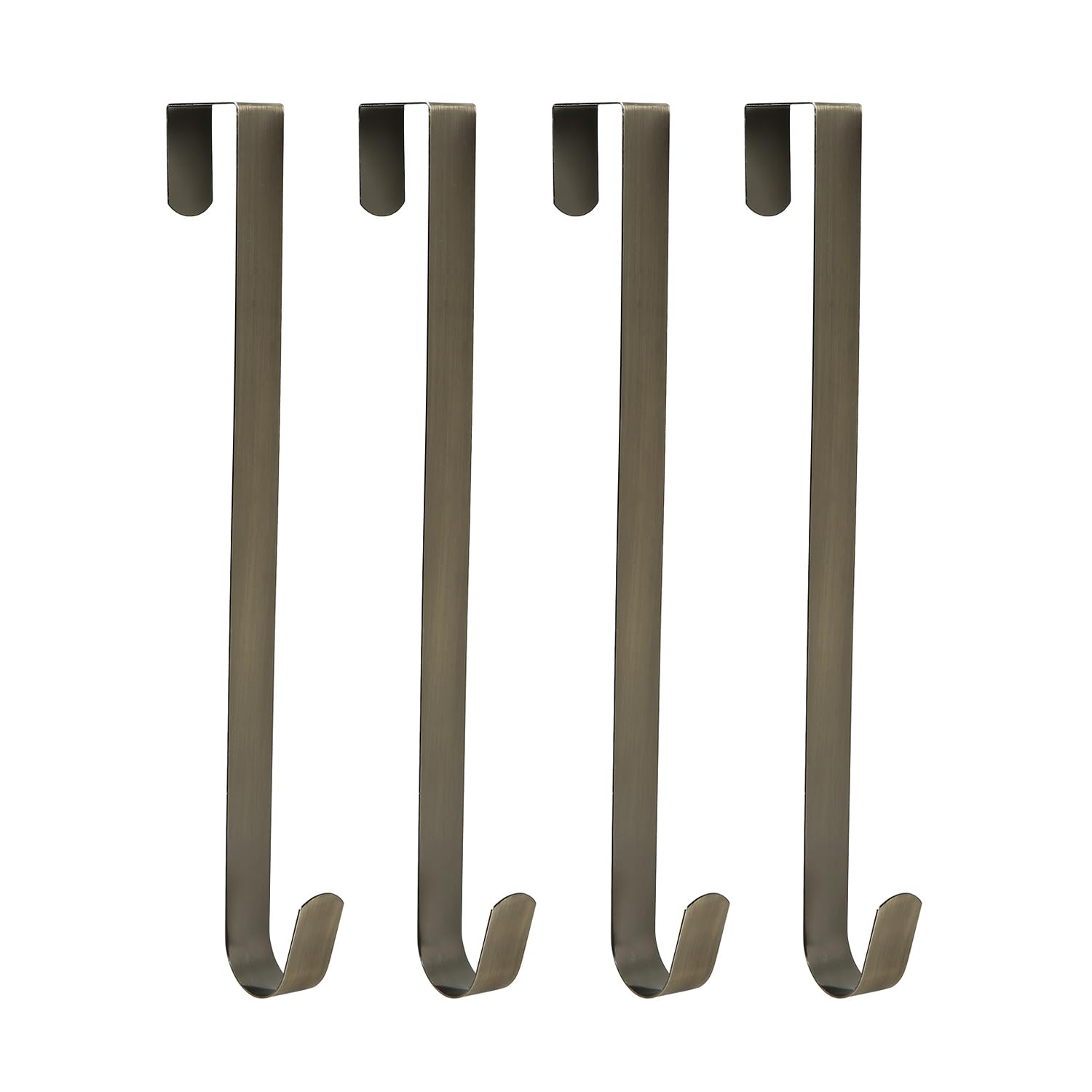 Sattiyrch 12" Front Door Wreath Hanger, Ultra Slim Metal Over Door Hook, Damage-Free Hanging for Seasonal &amp; Year-Round Wreaths, Fits Most Doors, Bronze, 4 Pack