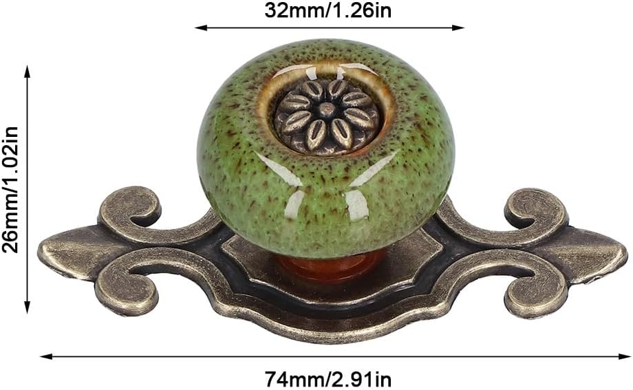 Cabinet Knobs, Furniture Handle, Green Zinc Alloy Drawer Handles, 4 Pack image 2