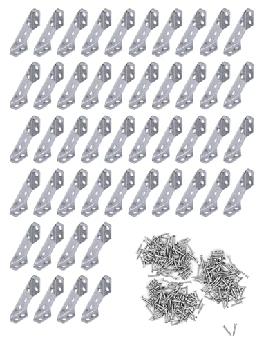 Stainless Steel Thickness Multifunction Triangle Corner Brace, Universal Furniture Corner Connector Angle Bracket Support with Screws Angle Fasten Connector Furniture Triangle Support Frame (48)