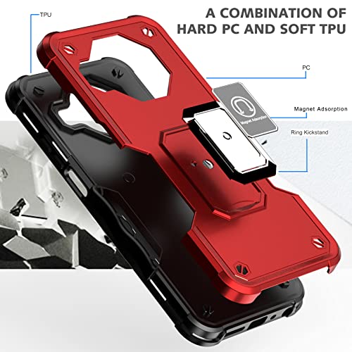 Lokyoo For Nokia X100 6.67 Inch Case, Metal Ring Magnetic Support Kickstand, Drop Tested Cover, Compatible With Magnetic Car Mount, Protective Phone Case For Nokia X100 Case-Red #TOP6