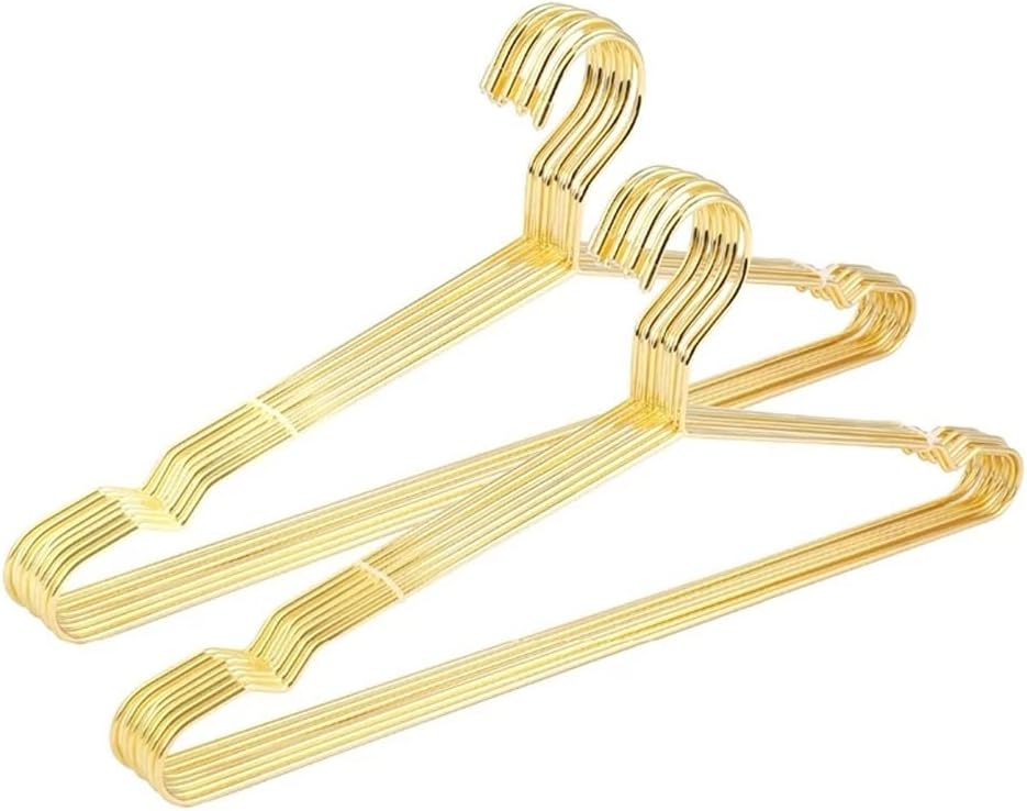 HBJWOV 15Pcs Copper Gold Metal Clothes Shirts Hanger with Groove, Heavy Duty Strong Coats Hanger, Suit Hanger Gold