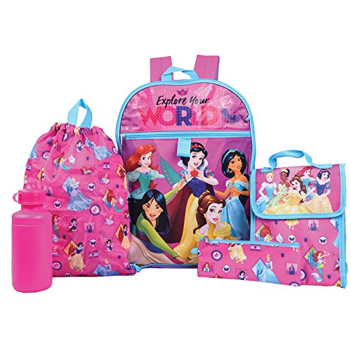 Disney Princess Backpack Combo Set - Disney Princess 5 Piece Backpack School Set