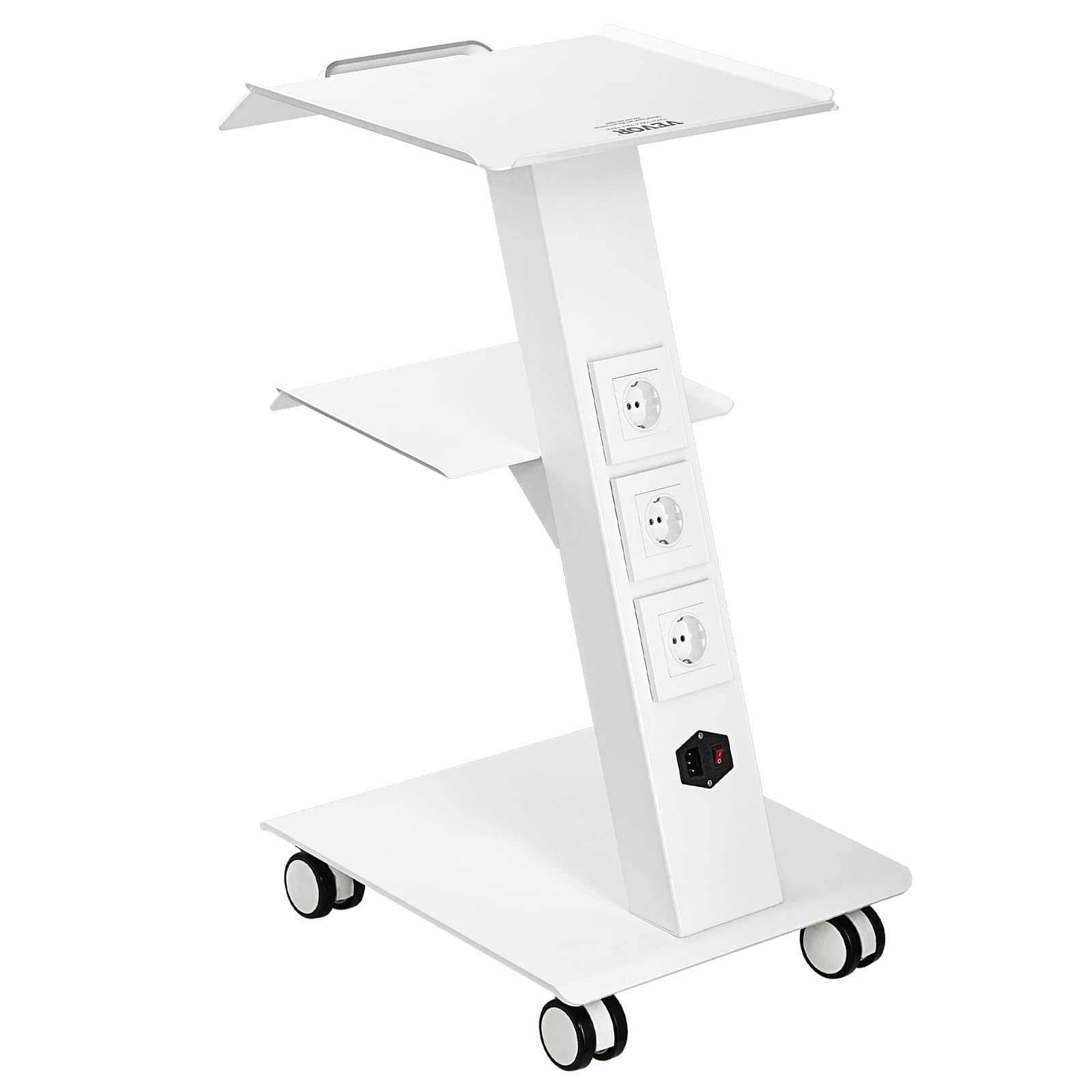 VEVOR Carrello da laboratorio 3 strati con presa integrata ruote girevoli portata 100 kg