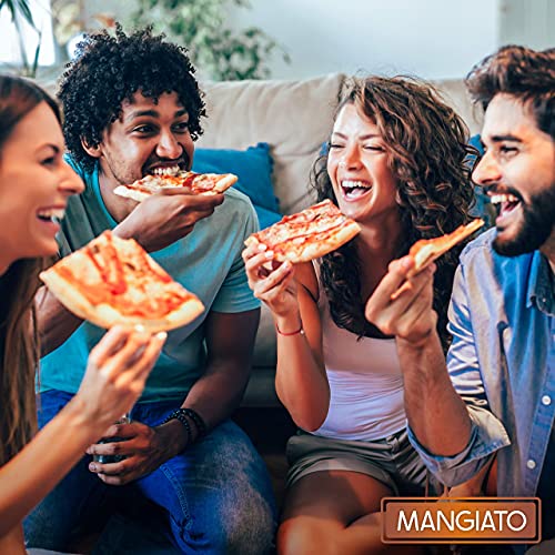 Foto von MANGIATO® Premium Pizzastein – 3er Set mit Pizzaschieber & Reinigungsbürste – Pizza Stone aus robustem Cordierit – Langlebiger Backstein für Backofen und Gasgrill – Knusprige Pizza backen