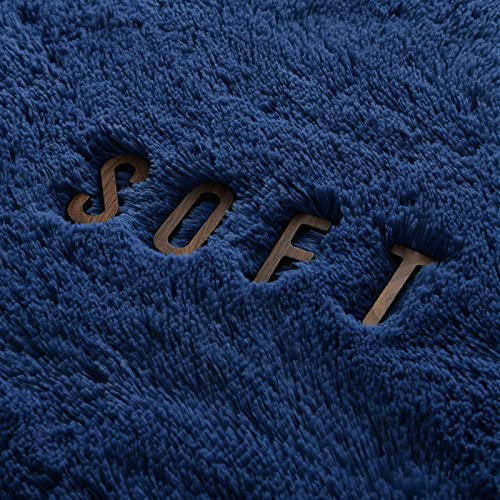 Hutha 5X8 Large Area Rugs For Living Room, Super Soft Fluffy Modern Bedroom Rug, Navy Blue Indoor Shag Fuzzy Carpets For Girls Kids Nursery Room Home Decor #TOP6