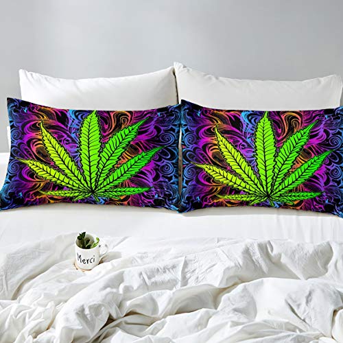 Erosebridal Cannabis Leaf Botanical Bedding Set #TOP27