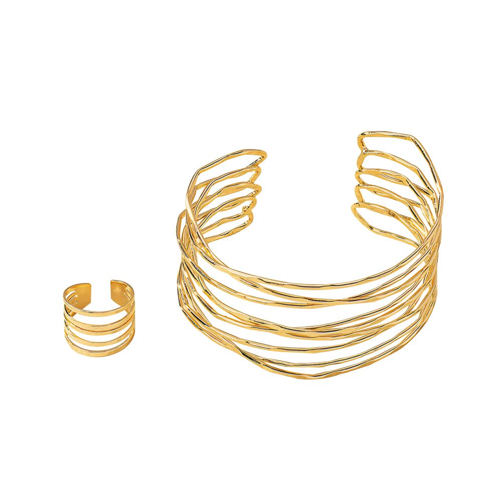 XFSRG 2 Piezas Conjuntos de Joyas para Mujer Niñas Pulsera Line y anillo vintage Joyas De Novia Set Joyería Nupcial para Dama de Honor para Boda Graduación Accesorios