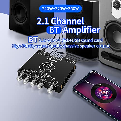Qican 2.1 canais BT 5.1 módulo de placa amplificadora de áudio digital alto e baixo tom subwoofer su